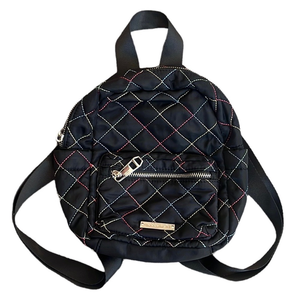 Steve Madden Girl Mini Backpack Bag Purse Black Rainbow Stitched